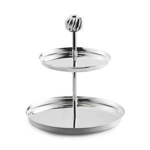 High Quality Eco-Friendly Stainless Steel 2 <b>Tier</b> <b>Cake</b> Stand Decorative Metal Dessert Display Tower Serving Platter Home Party - Product Image 4