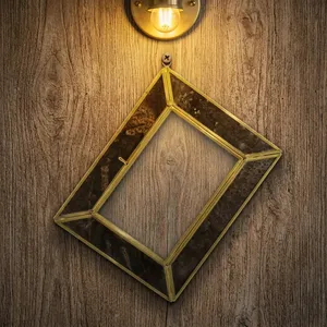 Artisan Design Gold Metal Trim Rectangle <b>Photo</b> <b>Frame</b> <b>Black</b> Glass Vertical Wall Hanging Display Decor PF1145 Brass Finish - Product Image 4