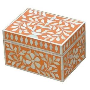 Caja de Madera Hecha a Mano de un Solo Nivel para Joyas y Frutos Secos con Incrustaciones de Hueso Natural Tallado - Product Image 2