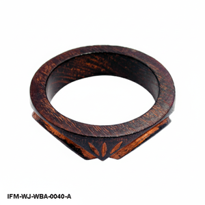Brazalete Artesanal de Madera Antigua con Diseño Floral Tallado, Brazalete Étnico de Madera Oscura para Mujer, Regalo para Ella - Product Image 2