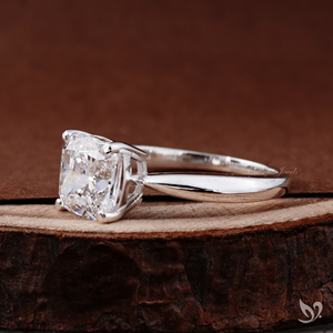 Anillo de compromiso de lujo de oro blanco de 10 quilates con diamante cultivado en laboratorio de 3.0 quilates con corte cojín, certificado IGI, y tallo pellizcado. - Product Image 2