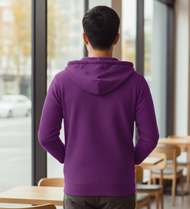 Sweat-shirt à capuche zippé pour homme en molleton de coton, avec cordon de serrage réglable, doux, chaud, à manches longues, pour un usage décontracté - Product Image 4