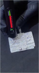 Colgante de letra de moissanita brillante de plata 925, pasa la prueba del diamante, colgante de moissanita con incrustaciones para hombres y mujeres - Product Image 2