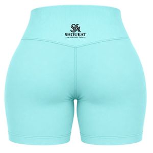 Pantalones Cortos Deportivos para Mujer, Color Cian Claro, Cintura Alta, Elásticos, para Gimnasio, Fitness, Running, Yoga, Entrenamiento, Ropa Deportiva - Product Image 2