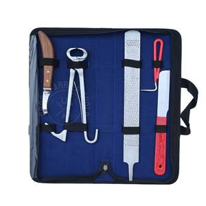 Kit complet d'outils de soin des sabots de cheval pour fermeur, avec couteau à sabots à lame en D, cisaille à sabots pour poulain, cure-sabot, râpe à sabots, lime et couteau à sabots à poignée rouge - Product Image 1