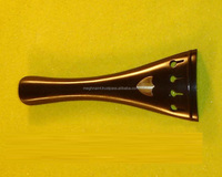 Violin French Tailpiece in Ebonywood with Brass Shield Inlay and Black Saddle Polished Finish Light & Durable