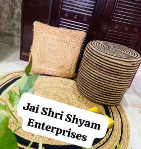 Poufs et tabourets décoratifs modernes ronds en jute et coton tressé multifonctionnels 2 pièces - Product Image 3