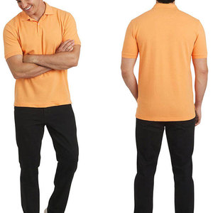 Minimalist <b>Peach</b> Orange Cotton Polo Shirt | Classic Front Back View Solid Pique <b>Top</b> - Product Image 1