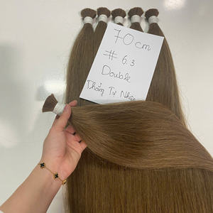 Ombre de couleur #6.3 Double Drawn cheveux humains vierges non transformés bruts vierges naturels droits paquets de cheveux en vrac - Product Image 1