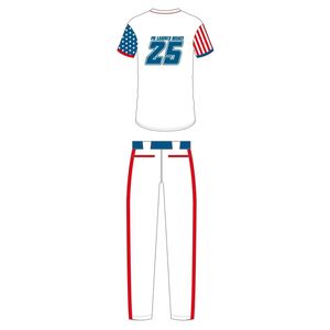 Maillot de baseball PH LEATHER WEARS pour homme, blanc, rouge, bleu, étoiles, rayures, uniforme, impression numérique, respirant, vêtements de sport pour adultes - Product Image 3