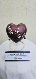 Brass White Heart <b>Pet</b> <b>Urn</b> Golden Silver Paws American Style Handmade Eco-Friendly Durable 200-220 Cubic Inch Capacity Cremation - Product Image 3