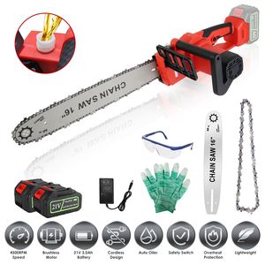 Tronçonneuse électrique sans fil de 16 pouces avec moteur sans balais, batterie 21V 3.0Ah, chargeur et 2 batteries, scies électriques - Product Image 1