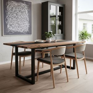 Rectangular Dining <b>Table</b>, Industrial Style Wood Top with Strong Metal Frame for Home Kitchen and Restaurant, OEM Manufacturer - Product Image 3