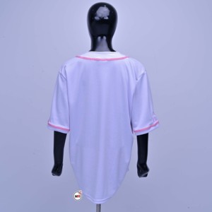 เสื้อเบสบอลสีขาวชมพูพิมพ์ลาย แขนสั้น ติดกระดุมด้านหน้า สำหรับผู้ใหญ่ 男女  ผ้าตาข่ายระบายอากาศ โพลีเอสเตอร์ ซับเหงื่อ สำหรับเล่นกีฬา - Product Image 2