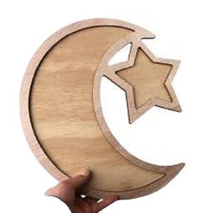 GM Impex bandeja de madera natural para servir luna creciente, organizador de baratijas decorativo de uso doméstico para dulces de frutas secas de cristal - Product Image 1