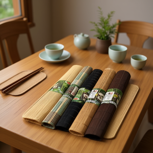 Unit of 30pcs 30*45cm Bamboo Rectangular <b>Placemats</b> Natural and Eco-Friendly Oriental Style <b>Table</b> Accessories Made in China - Product Image 3