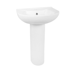 Moderno Lavabo de Cerámica Blanca para Baño con Pedestal - Product Image 1