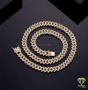 Chaîne cubaine en moissanite et diamant, argent sterling 925, bijoux de luxe style hip-hop pour hommes et femmes, vente en gros - Product Image 6