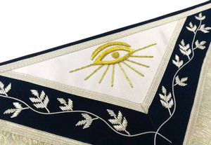 ผ้ากันเปื้อนพิธีกรรมเมสันสำหรับผู้รับปริญญา "Past Master Blue Lodge" - ผ้ากำมะหยี่สีน้ำเงินเข้ม งานปักมือสีเงินแบบมืออาชีพ ปรับแต่งได้ ขายส่ง - Product Image 6