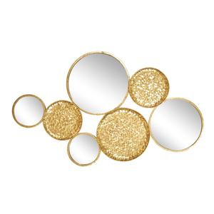 Espejo Moderno Heritage Gold Cluster 2026 - Arte de Pared Hexagonal de Metal Martillado Hecho a Mano para Interiores de Lujo - Product Image 1