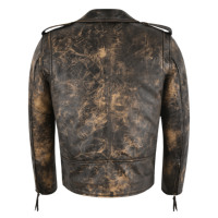 Blouson de motard en cuir vintage ciré pour homme, style Brando, effet rouille, avec fermeture éclair croisée, personnalisé et intelligent