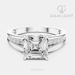 Classic 1.78CT Asscher Cut Lab Grown Diamond Engagement <b>Ring</b> in 14KT White Gold with F+ Color VS+ Clarity Engagement <b>Ring</b> - Product Image 1