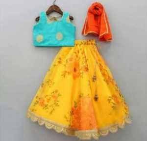 Kids Ethnic Wear Schiffli Sequence Lehenga Choli for Girls With Dupatta Net <b>Fabric</b> Embroidered Choli in Low Price - Product Image 4