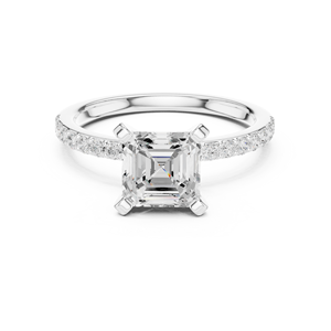 Exclusive Asscher Cut Prong Set Cluster <b>Ring</b> Make To Order GRA Certified Top Quality Handcrafted Design 14k White Gold Jewelry - Product Image 1