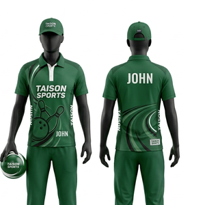 Camiseta de Bolos para Hombre, Tejido Interlock de Poliéster Premium, 150 GSM, Transpirable, de Secado Rápido, Diseño de Paneles Verdes, Logotipo Personalizado por Sublimación - Product Image 1