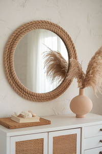 Miroir mural élégant en bois d'acacia et résine pour salon, chambre, couloir, décoration élégante pour la maison, miroir en bois - Product Image 3