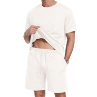 Conjunto de Camisetas Deportivas Casuales de Verano para Hombre, Cuello Redondo, Secado Rápido, Transpirable, Diseño de Punto, Color Sólido, Venta al Por Mayor
