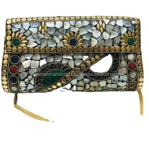 تصميم محفظة صغيرة كلاسيكية للنساء من البوليستر تصميم فسيفسائي محفظة معدنية للنساء للبيع بالجملة حقيبة لحفلات الفن من LUXURY CRAFTS