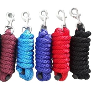 Cuerdas de guía para caballos de dos tonos, hechas a mano con nailon, algodón y poliéster, en colores vibrantes. Cuerda de guía para caballos trenzada a mano. - Product Image 1