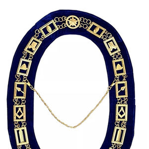 Collar Masónico de Alta Calidad para Maestro Masón de la Logia Azul, con Cadena Dorada y Reverso Azul - Product Image 5