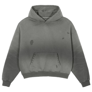 <b>Men</b> Distressed Hoodie Vintage Washed <b>Pullover</b> Sweatshirt with Worn Look Finish Adjustable Hood and Casual Streetwear Style - Product Image 2