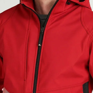 Men's <b>Red</b> Hooded <b>Waterproof</b> <b>Jacket</b> With Zipper Closure Sporty Style Winter Wear Polyester Shell - Product Image 2