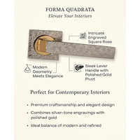 Ensemble de poignées de porte en laiton gravé de luxe, durables, pour droitiers |   Poignée de porte carrée moderne à motif décoratif rose pour portes de 20 pouces