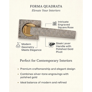 Ensemble de poignées de porte en laiton gravé de luxe |   Poignée de porte carrée moderne en forme de rose avec motif décoratif pour portes intérieures haut de gamme - Product Image 4