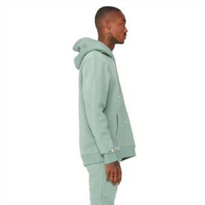 Ensemble de survêtement unisexe vert clair à capuche, manches longues, décontracté, 100 % coton, pour le printemps, avec cordon de serrage - Product Image 4