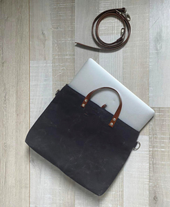 Bolsa de Mano de Lona y Cuero, Bordado Abierto, Impermeable, Personalizable, Bolso de Hombro, para Viajes, Trabajo, Compras, Gran Capacidad, Duradero - Product Image 3