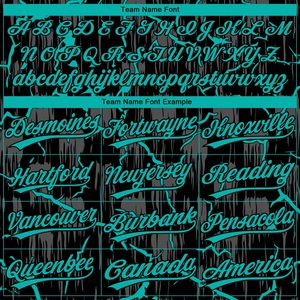Camiseta de Béisbol Personalizada, Color Verde Azulado y Negro con Patrón Agrietado, Sublimada, Absorbente de Humedad, Unisex para Adultos, Manga Corta, con Impresión del Nombre del Equipo - Product Image 4