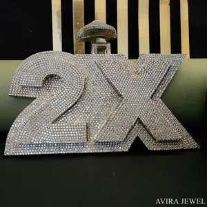 Pendentif Hip Hop de luxe unisexe en argent sterling massif 925 plaqué or jaune et or rose avec diamant Moissanite - Product Image 5