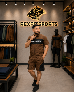 REXFIT SPORTS 2026 <b>Men</b>’s Brown Premium Nylon Short Sleeve Tracksuit Set Full Zip <b>Jacket</b> and Shorts <b>Lightweight</b> Sportswear - Product Image 6