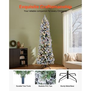 Albero di Natale Preilluminato Innevato da 180 cm con 240 Luci LED Colorate, 11 Modalità di Illuminazione, Decorazioni Natalizie Complete - Product Image 5