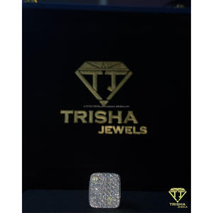 Hip Hop Style Iced <b>Square</b> Ring with VVS Moissanite Diamonds Luxury Bling Jewelry Piece by Trisha Jewels - Product Image 1