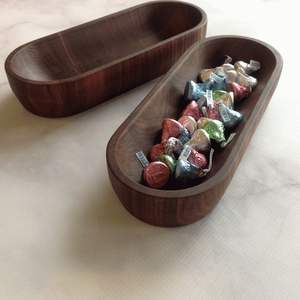 ชามไม้ทรงรีสำหรับเสิร์ฟขนม ดีไซน์เรียบง่าย สำหรับตกแต่งบ้าน - Product Image 1