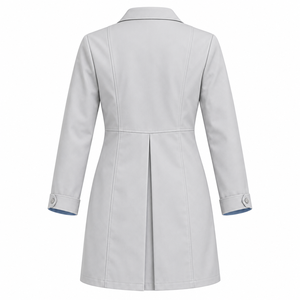 Blouse Médicale Gris Pâle Bleu Marine à Col Châle, Uniforme de Laboratoire Personnalisé, Vente en Gros, Tenue de Travail Unisexe pour Soins de Santé avec Poche Oblique - Product Image 2