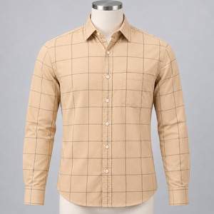 เสื้อเชิ้ตผู้ชายลายตาราง 100% ผ้าฝ้าย ระบายอากาศได้ดี ทรงปกติ สวมใส่สบาย เหมาะสำหรับใส่ทำงานหรือลำลอง แขนยาว ขายส่งจากผู้ผลิตเสื้อผ้าบุรุษ - Product Image 1