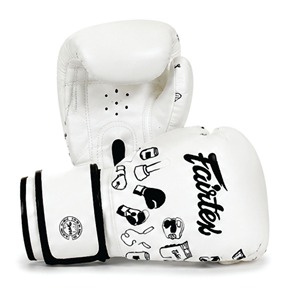 Guantes de Boxeo Profesionales Fairtex Blancos con Estampado, Guantes de Entrenamiento de Kickboxing, Muay Thai, Sanda, Guantes de Boxeo Personalizados, Guantes de MMA - Product Image 1