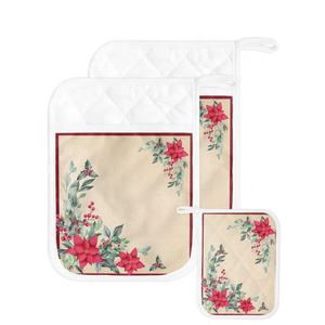100% coton biologique certifié GOTS carré patché attrayant mignon Floral imprimé four porte-casseroles marque privée cuisson - Product Image 3